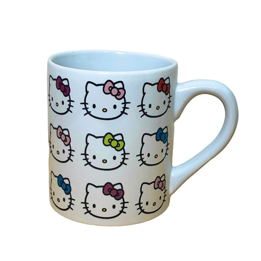 Hello Kitty By Sanrio White Kitty Faces Ceramic Coffee TeMug 14 Oz‎